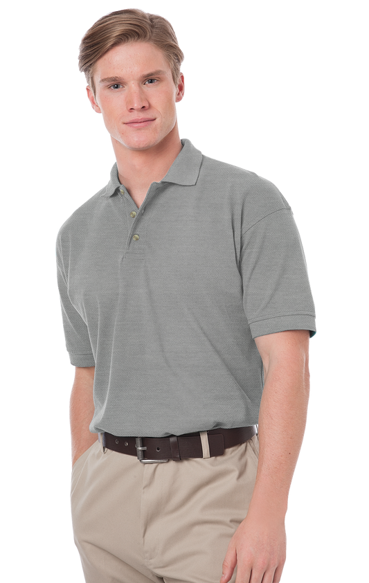 Blue Generation Men's Cotton Pique Polo-BG2201 -Heather Grey