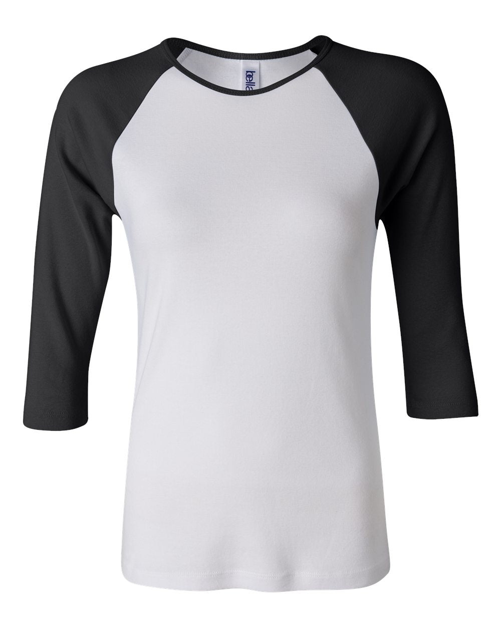 BELLA + CANVAS Women’s 1X1 Baby Rib Raglan Three-Quarter Sleeve Tee