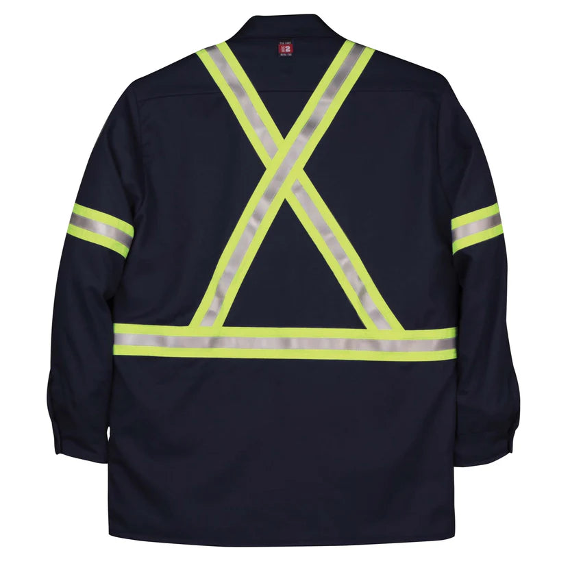 Big Bill Flame Resistant Industrial Work Shirt with Reflective Tape - Navy -235US9