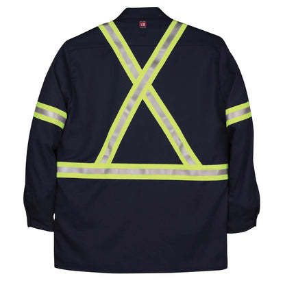 Big Bill Flame Resistant Industrial Work Shirt with Reflective Tape - Navy -235US9