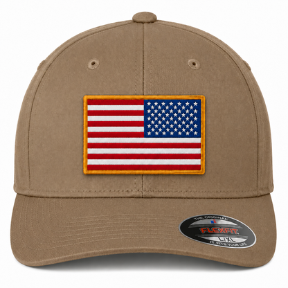 V-Flexfit® Cotton Twill Cap / American Flag Embroidered Patch