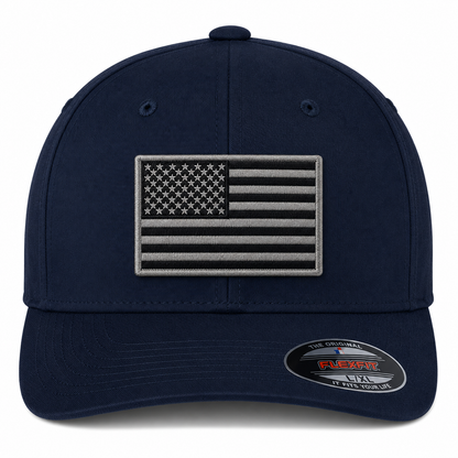 V-Flexfit® Cotton Twill Cap / American Flag Embroidered Patch