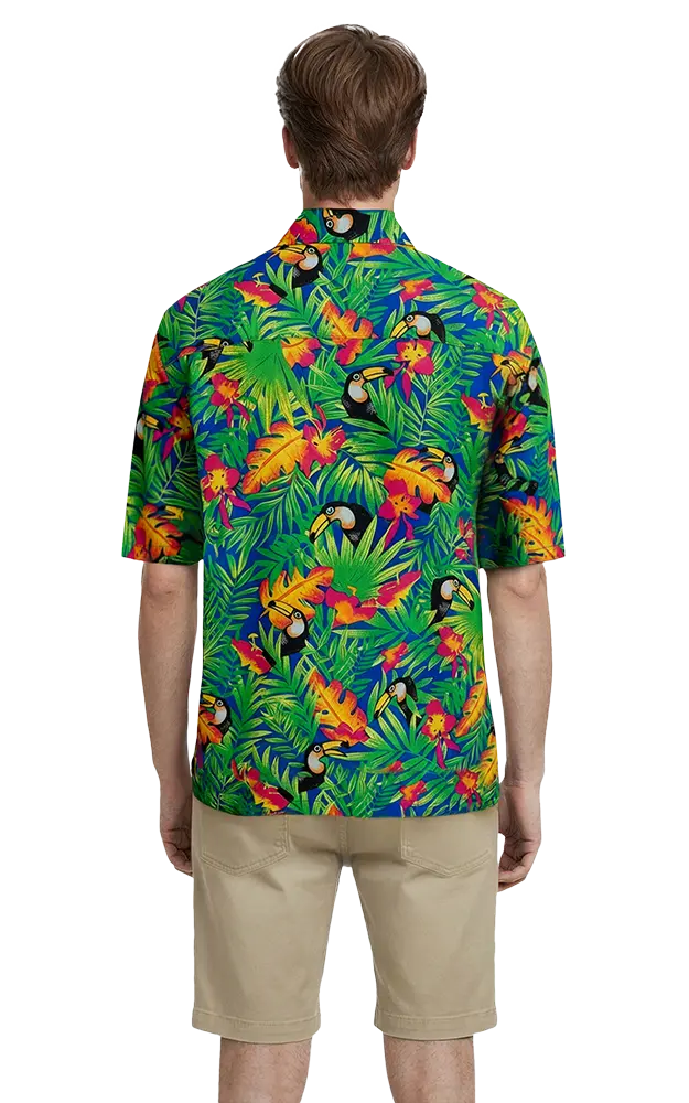 Blue Generation Tucan Print Camp Shirt-BG3101