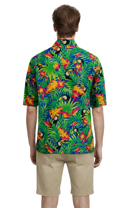Blue Generation Tucan Print Camp Shirt-BG3101