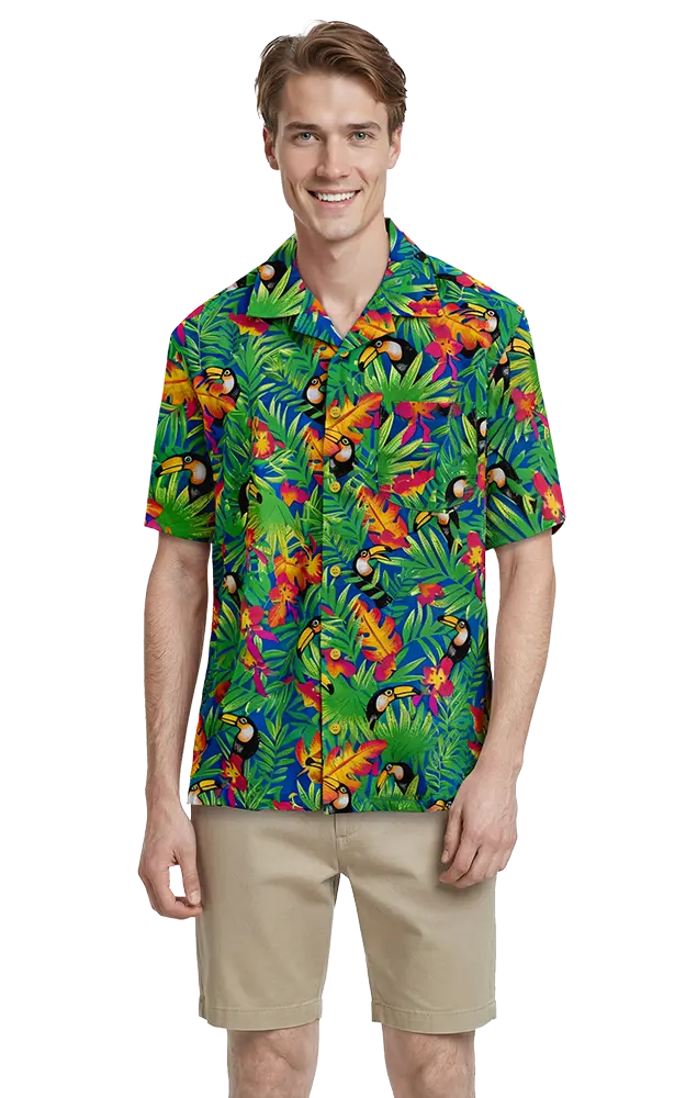 Blue Generation Tucan Print Camp Shirt-BG3101