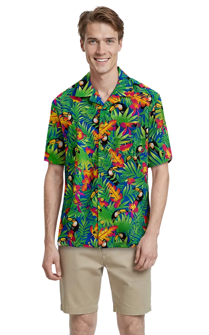 Blue Generation Tucan Print Camp Shirt-BG3101