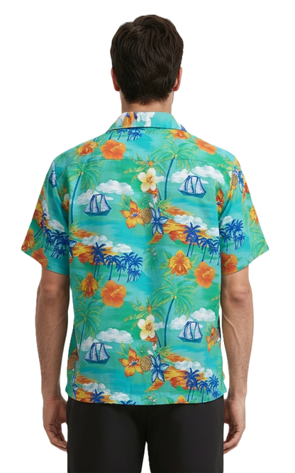 Blue Generation Tropic Print Camp Shirt-BG3103