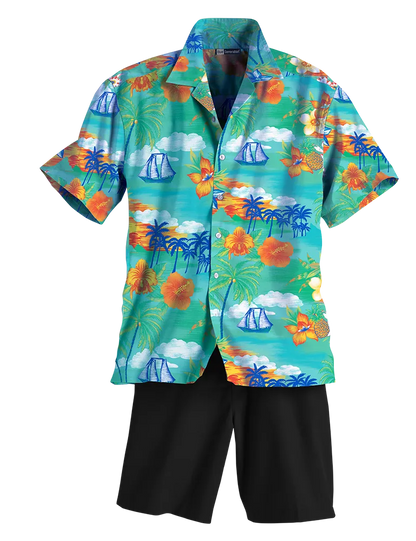 Blue Generation Tropic Print Camp Shirt-BG3103