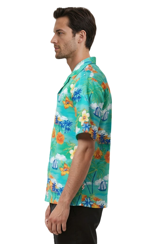 Blue Generation Tropic Print Camp Shirt-BG3103