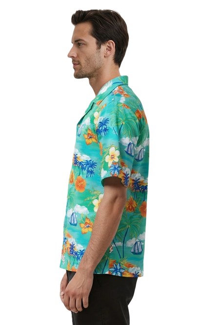 Blue Generation Tropic Print Camp Shirt-BG3103