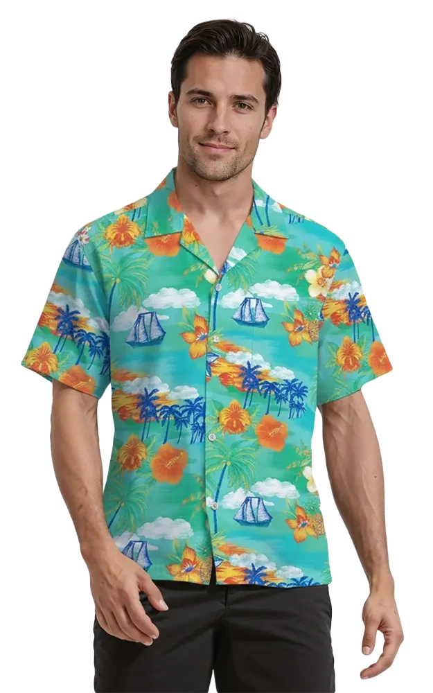 Blue Generation Tropic Print Camp Shirt-BG3103