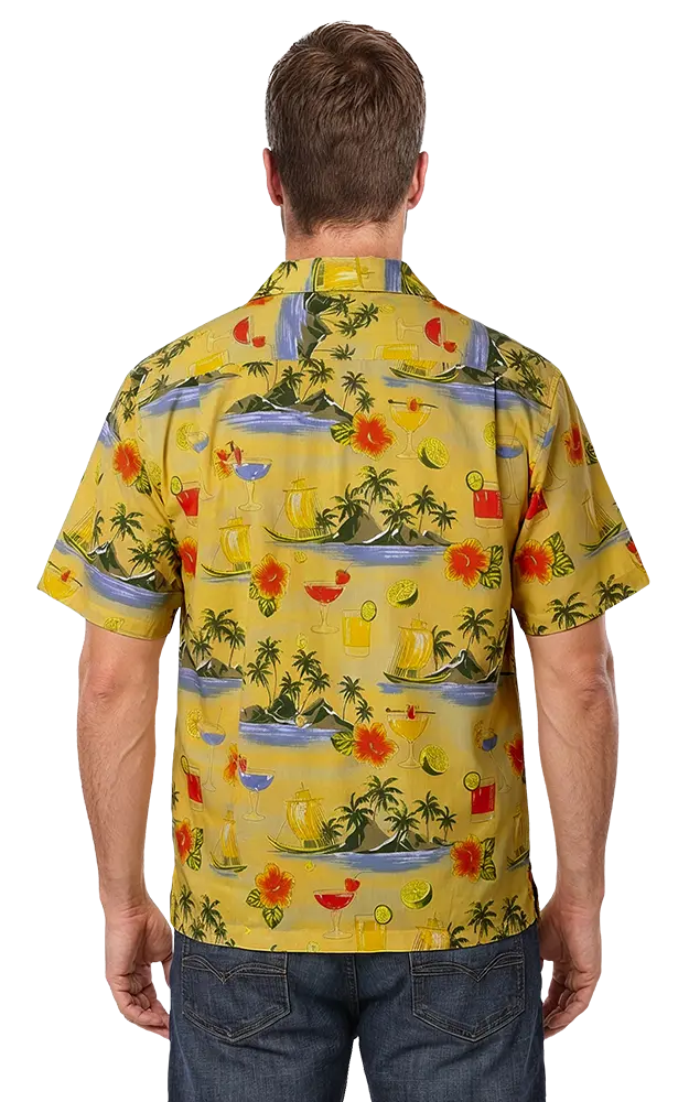 Blue Generation Cocktail Print Camp Shirt-BG3104