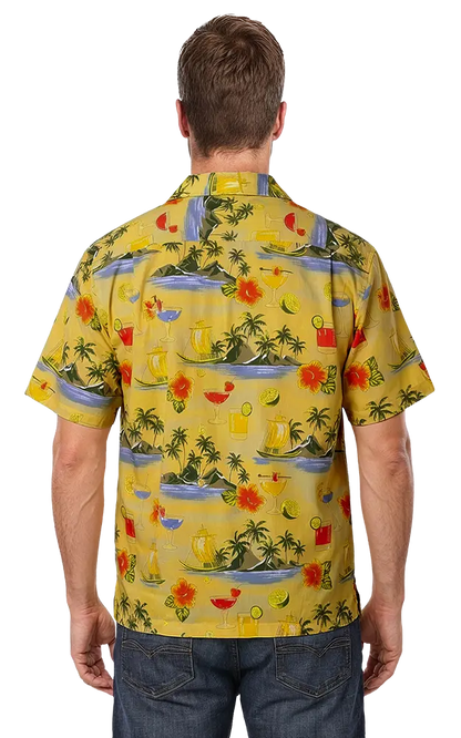Blue Generation Cocktail Print Camp Shirt-BG3104