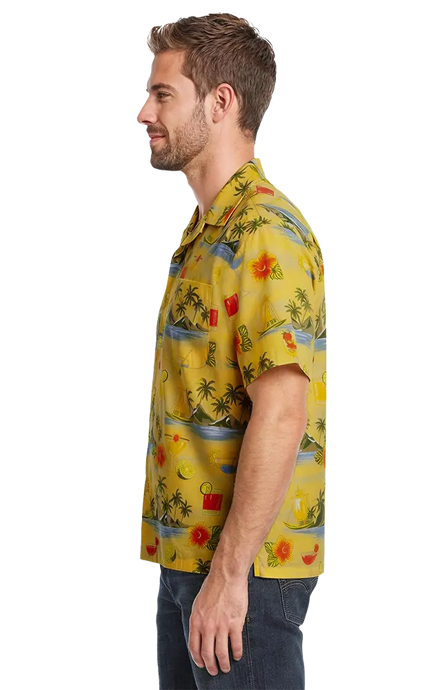 Blue Generation Cocktail Print Camp Shirt-BG3104
