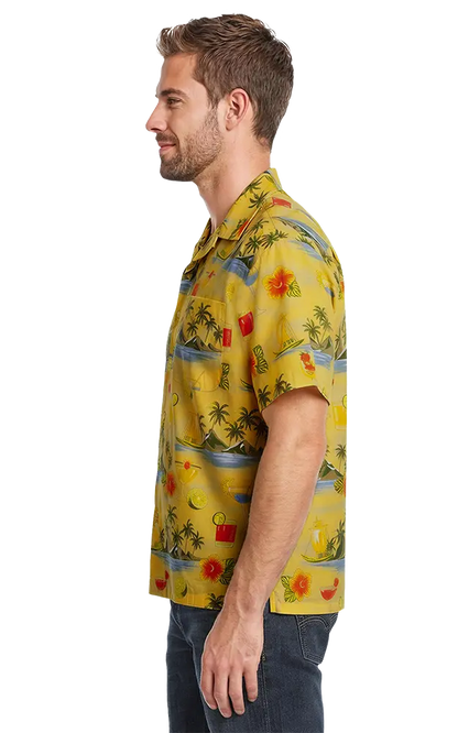 Blue Generation Cocktail Print Camp Shirt-BG3104