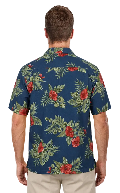 Blue Generation Floral Print Camp Shirt-BG3105