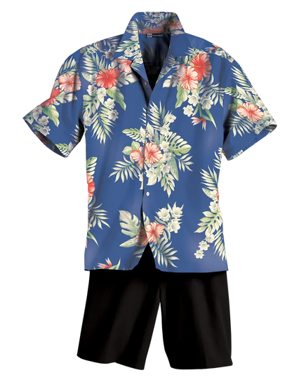 Blue Generation Floral Print Camp Shirt-BG3105
