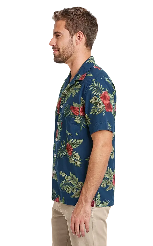 Blue Generation Floral Print Camp Shirt-BG3105