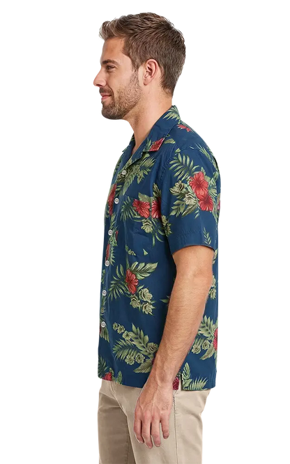 Blue Generation Floral Print Camp Shirt-BG3105