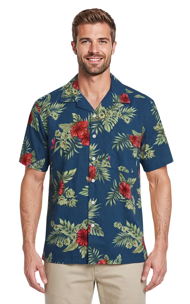 Blue Generation Floral Print Camp Shirt-BG3105