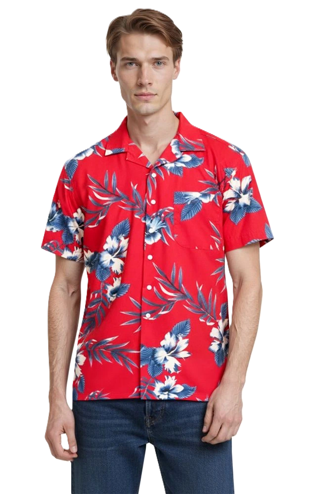 Blue Generation Floral Print Camp Shirt-BG3106