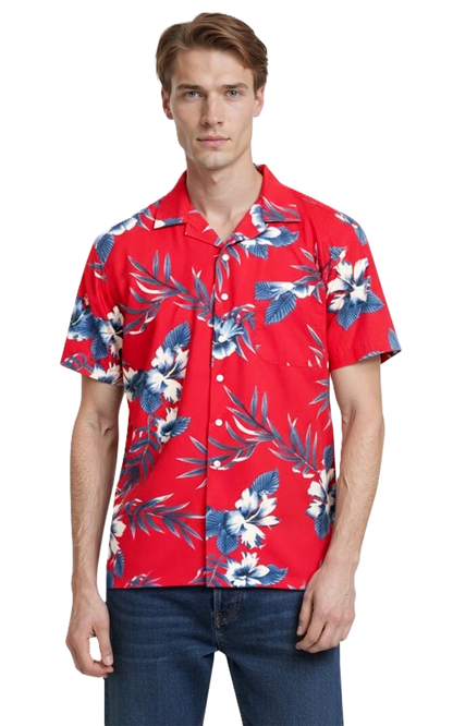 Blue Generation Floral Print Camp Shirt-BG3106