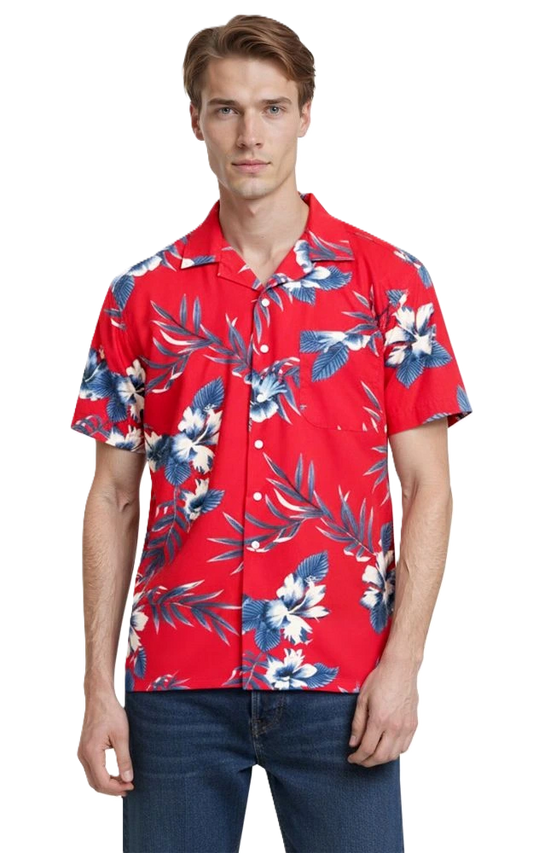 Blue Generation Floral Print Camp Shirt-BG3106