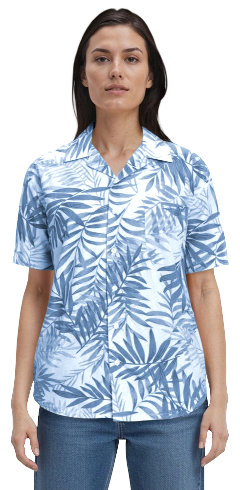 Blue Generation Tonal Print Camp Shirt-BG3107