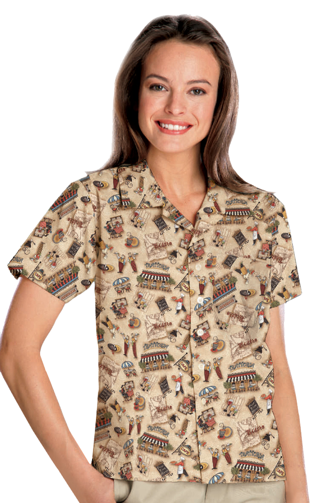Blue Generation Bistro Print Camp Shirt-BG3108