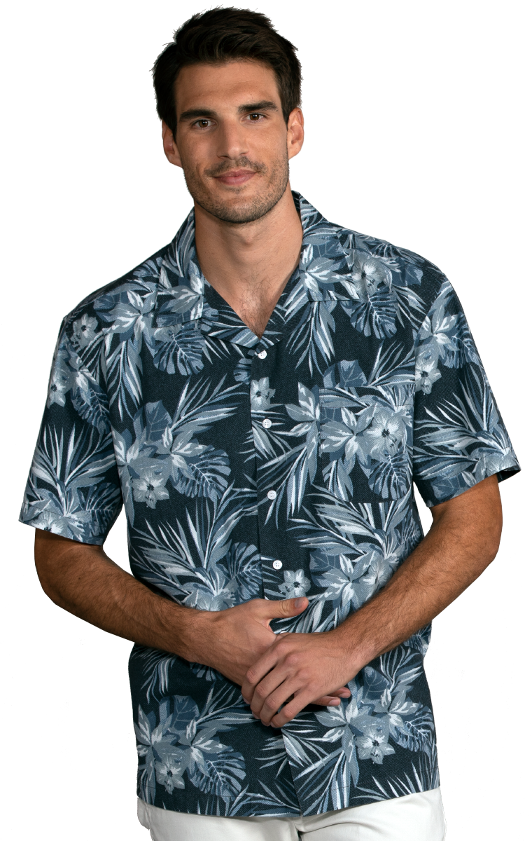 Blue Generation Adult Short-Sleeve Indigo Breeze Camp Shirt-BG3109
