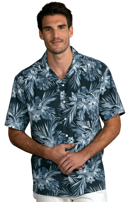 Blue Generation Adult Short-Sleeve Indigo Breeze Camp Shirt-BG3109