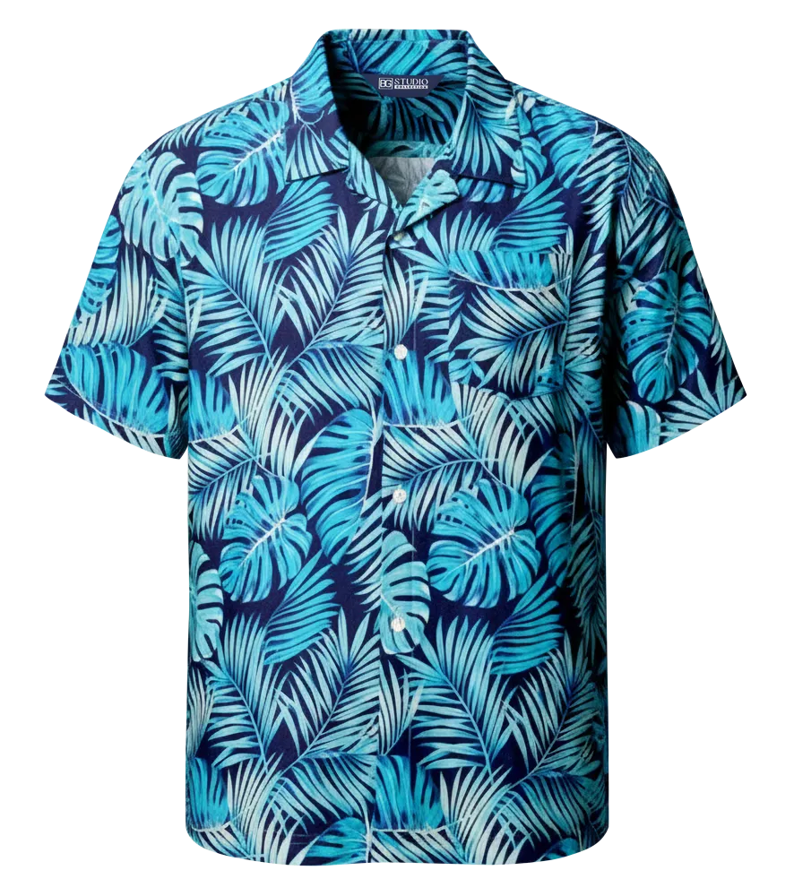 Blue Generation Adult Short-Sleeve Challis Camp Shirt-BG3110