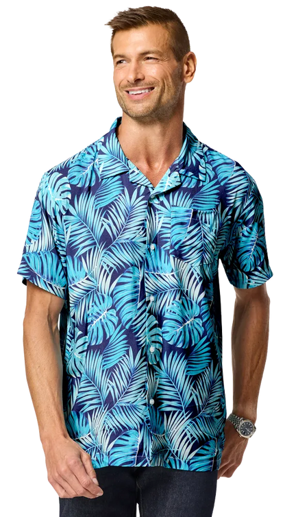 Blue Generation Adult Short-Sleeve Challis Camp Shirt-BG3110