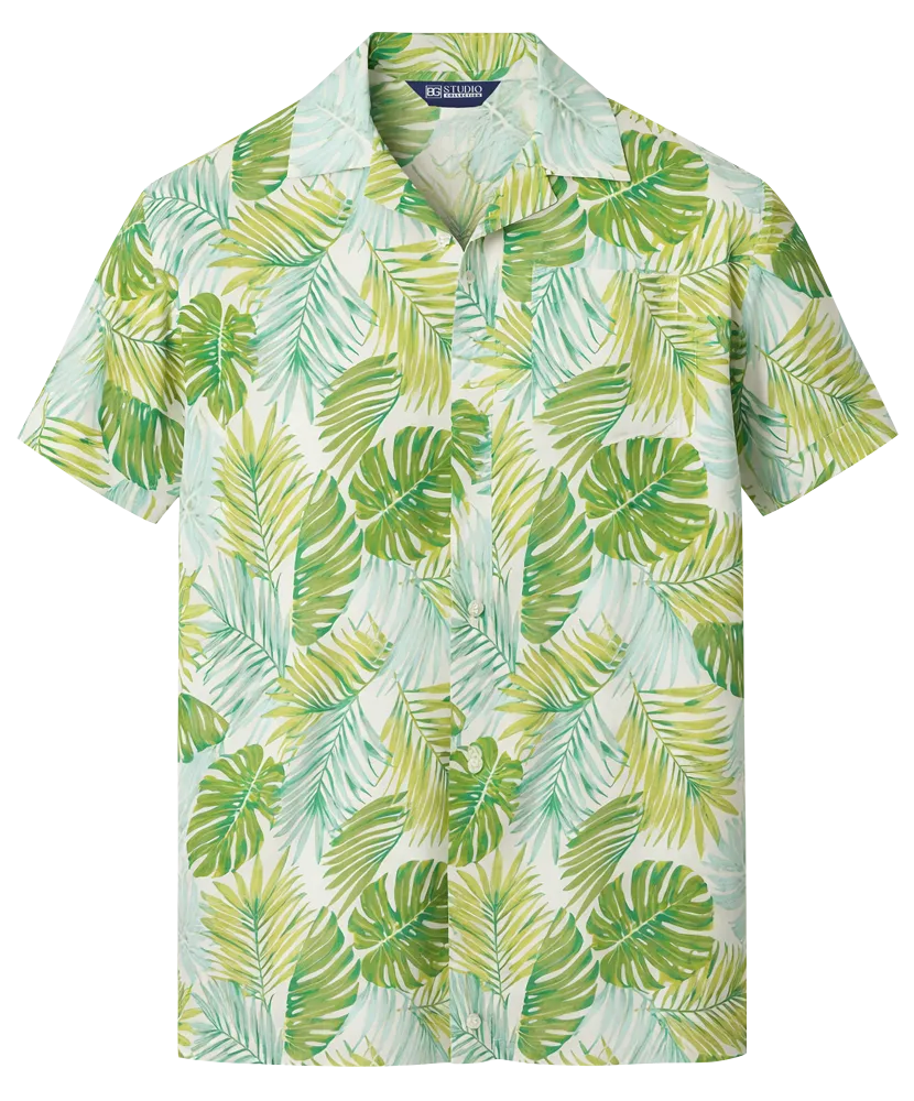 Blue Generation Adult Short-Sleeve Challis Camp Shirt-BG3110