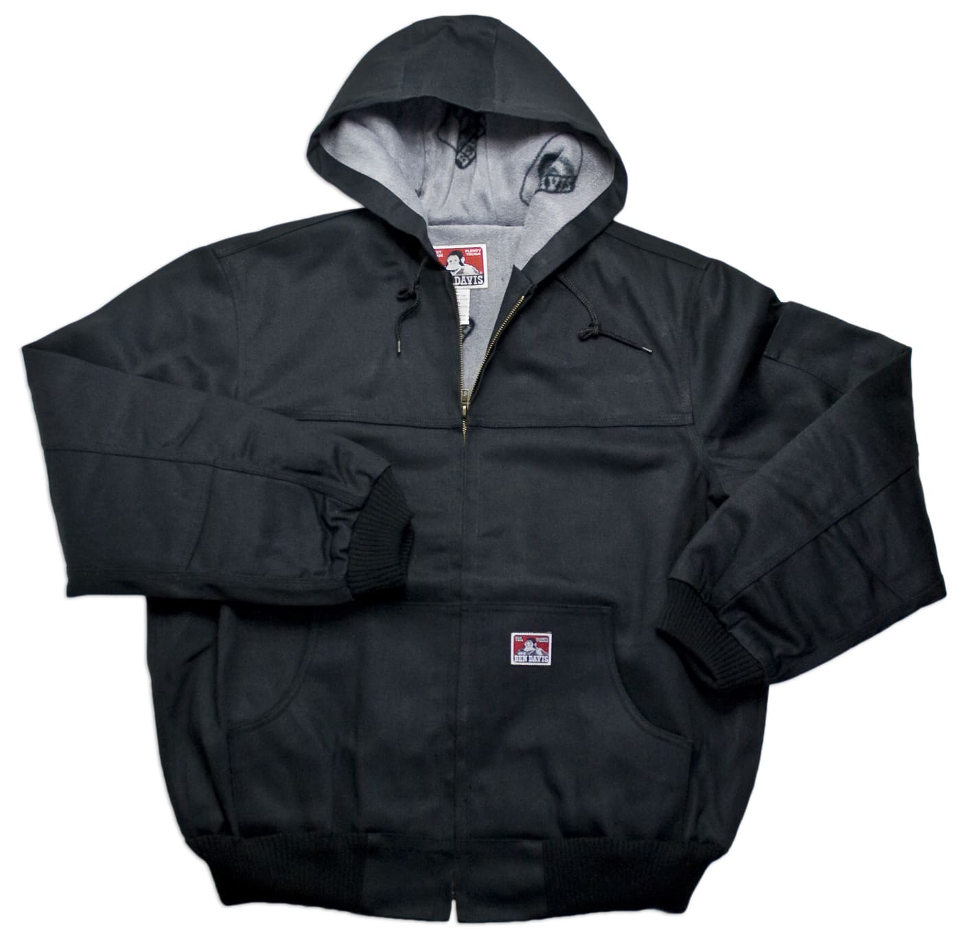 Ben Davis Hooded Jacket, Front Zipper - Black - (344)