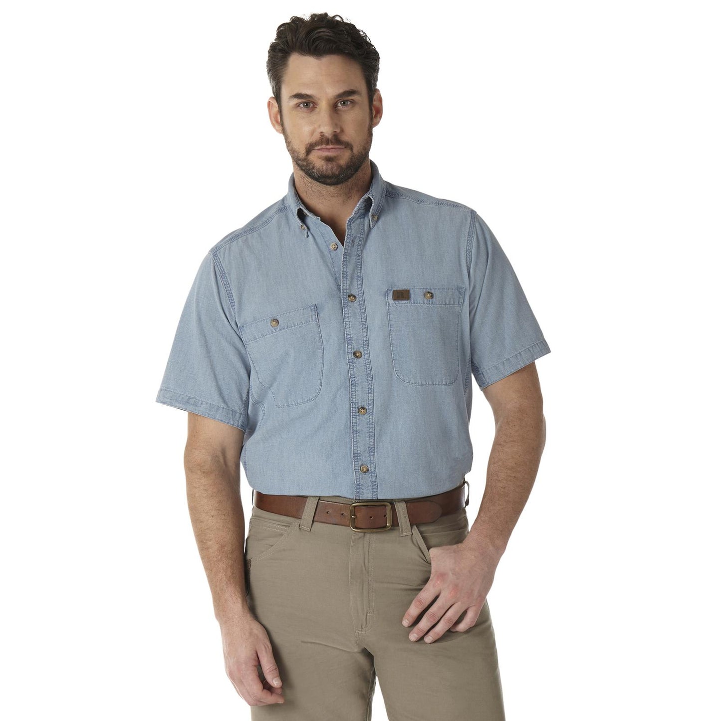 Wrangler® Riggs Workwear® Men's Chambray Work Shirt - Light Blue