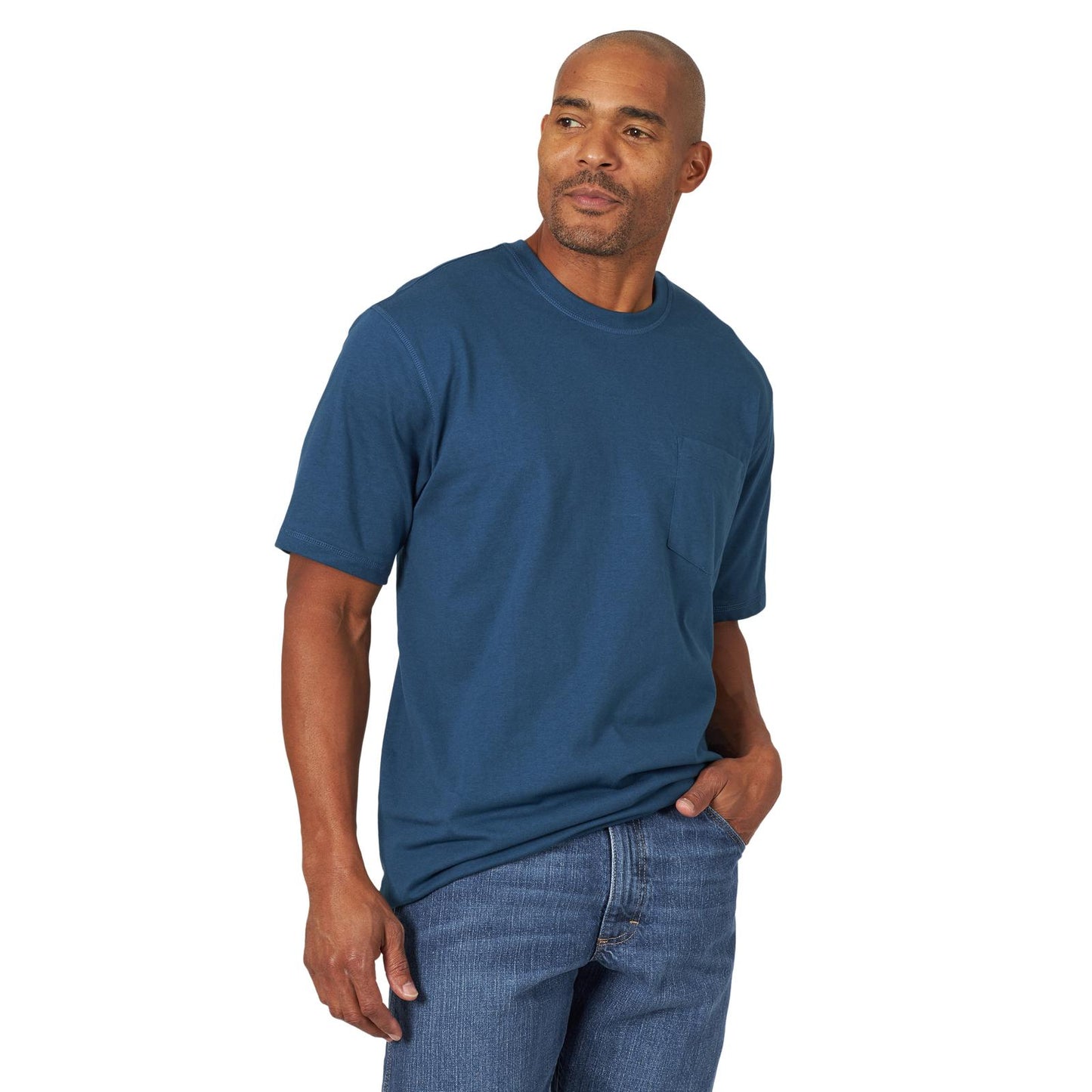 Wrangler® RIGGS Workwear® Short Sleeve 1 Pocket Performance T-Shirt - Oxford Blue