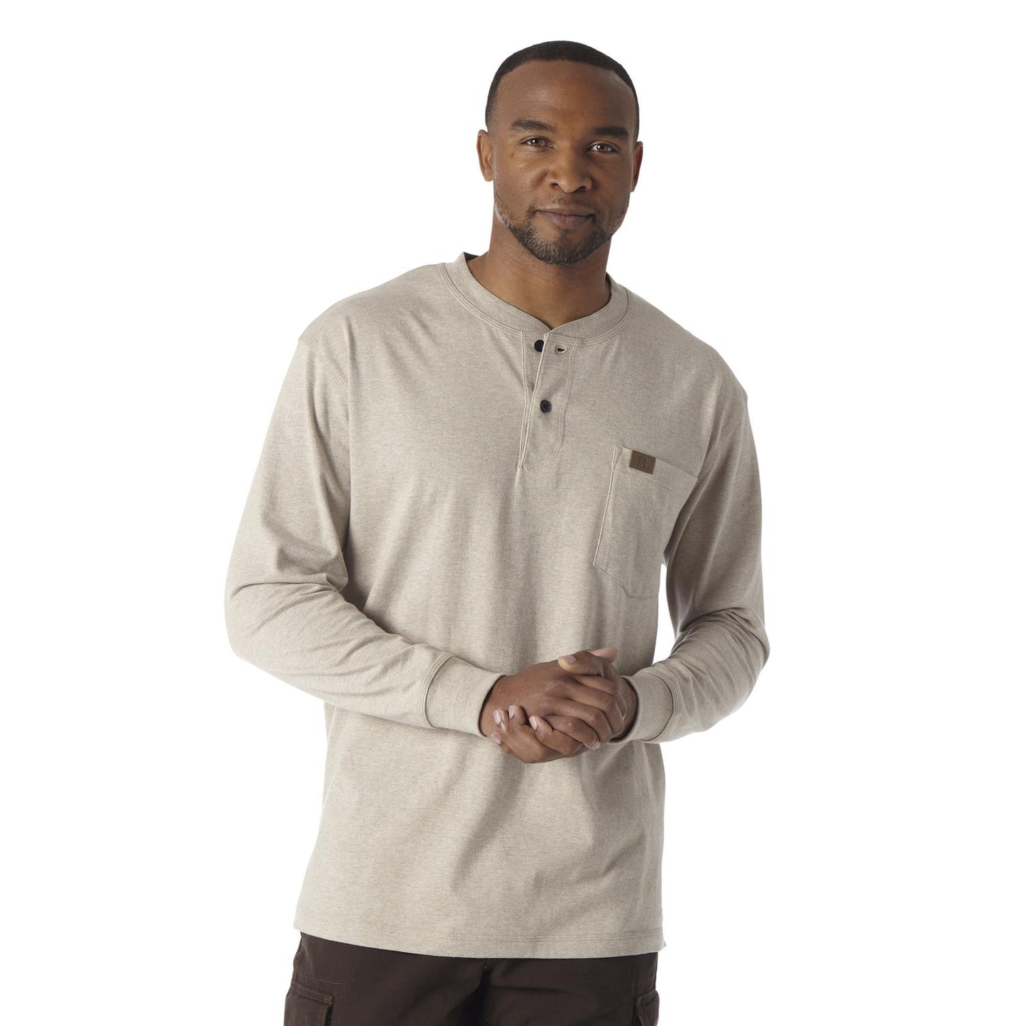 Wrangler® Riggs Workwear® Men's Long Sleeve Henley Shirt - Oatmeal Heather