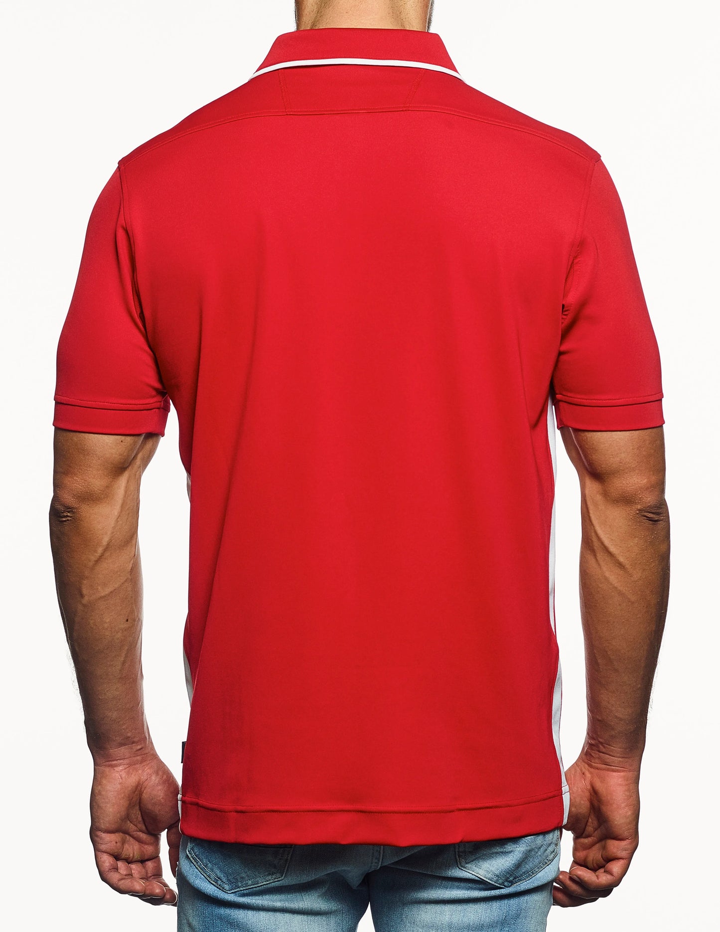 Pro Celebrity Vanguard Men's Polo, Scarlet & White, 2X-Large (Clearance)