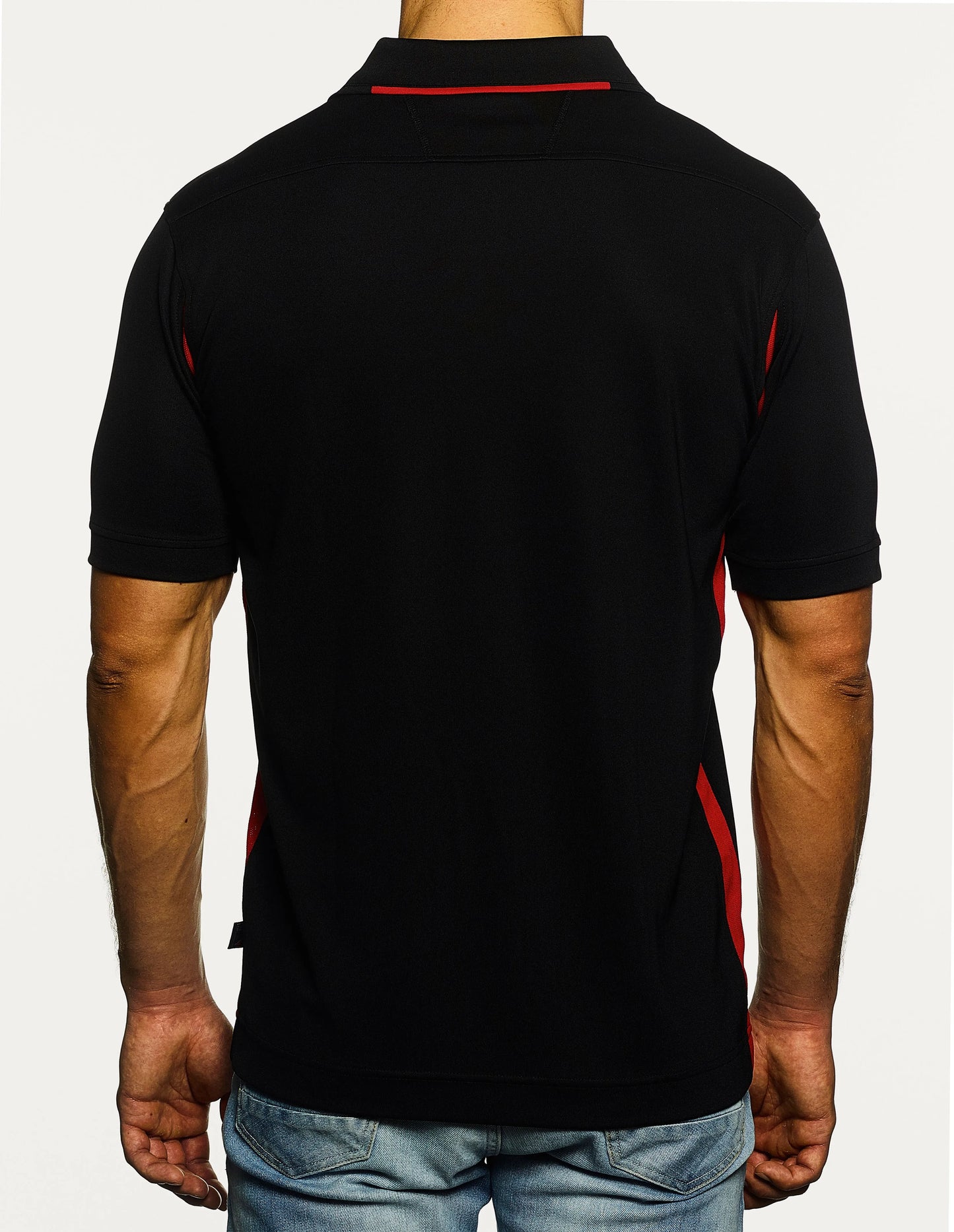 Pro Celebrity Men's CEO Polo Shirt, Black& Scarlet, X-Large (Clearance)