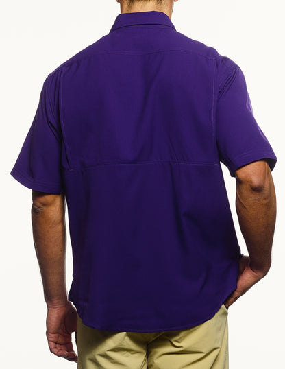 Pro Celebrity FST889 Men's Short Sleeve Pro Fishing Shirt, Purple, Medium (Clearance)