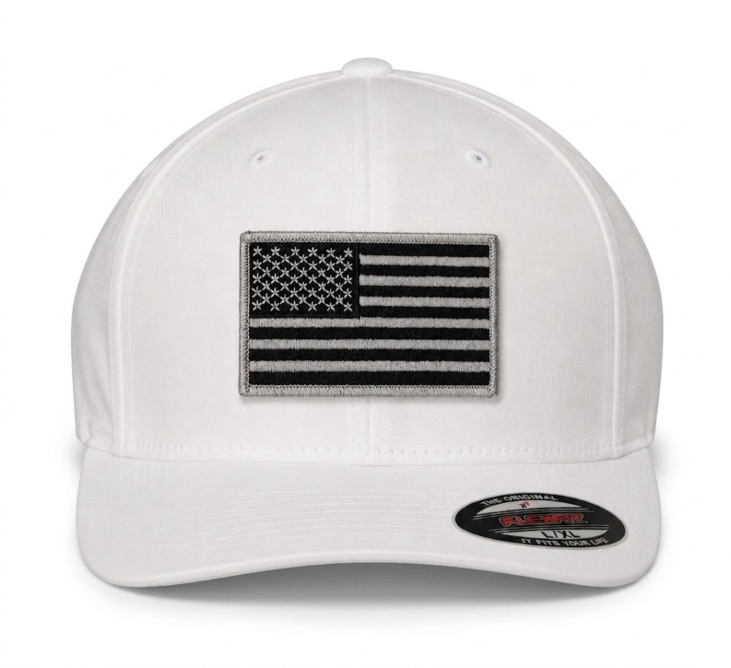 V-Flexfit® Cotton Twill Cap / American Flag Embroidered Patch
