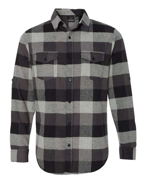 Burnside Yarn-Dyed Long Sleeve Flannel Shirt, Charcoal Black Buffalo