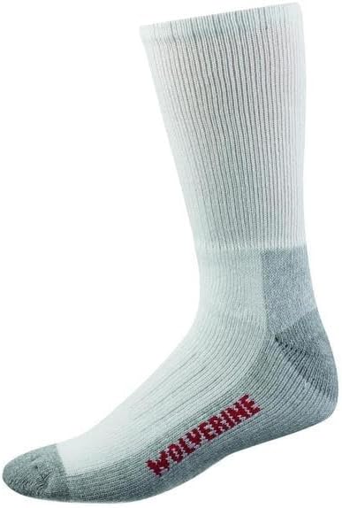 Wolverine Men's Steel Toe Mid Calf Sock, White, Sock 2 PAIR, Size: L