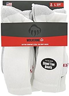 Wolverine Men's 6 Pack ST Boot Sock White, Large