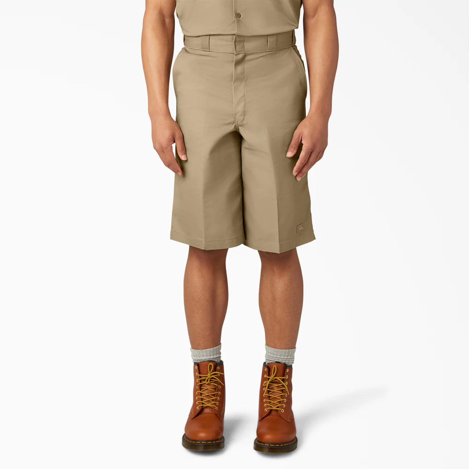 Dickies 13" Loose Fit Flat Front Work Shorts, Khaki, 42W, Clearance - Basics Clothing Store