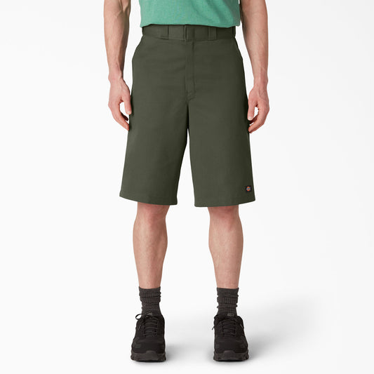Dickies 13" Loose Fit Flat Front Work Shorts - Olive Green