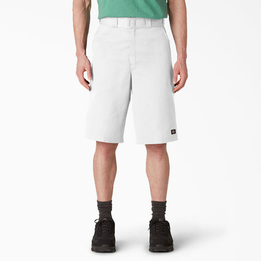 Dickies 13" Loose Fit Flat Front Work Shorts - White