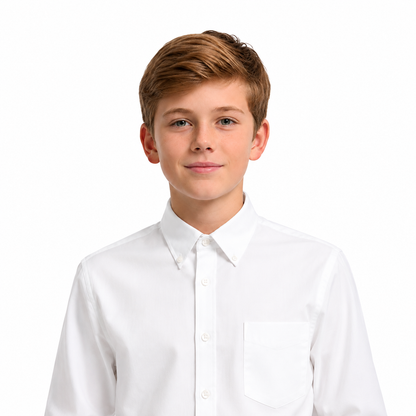 Blue Generation Youth L/S Oxford Shirt-BG5214-White