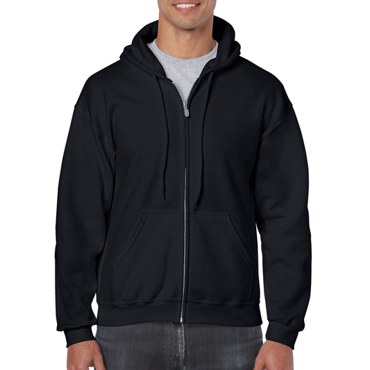 Gildan Men's Fleece Zip Hooded Sweatshirt, Black